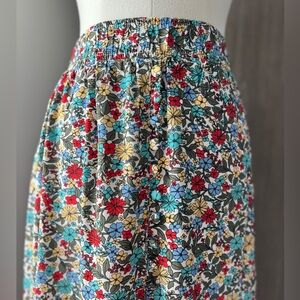 LOFT Floral Elastic-Waist Maxi Skirt — Red, Blue, Green